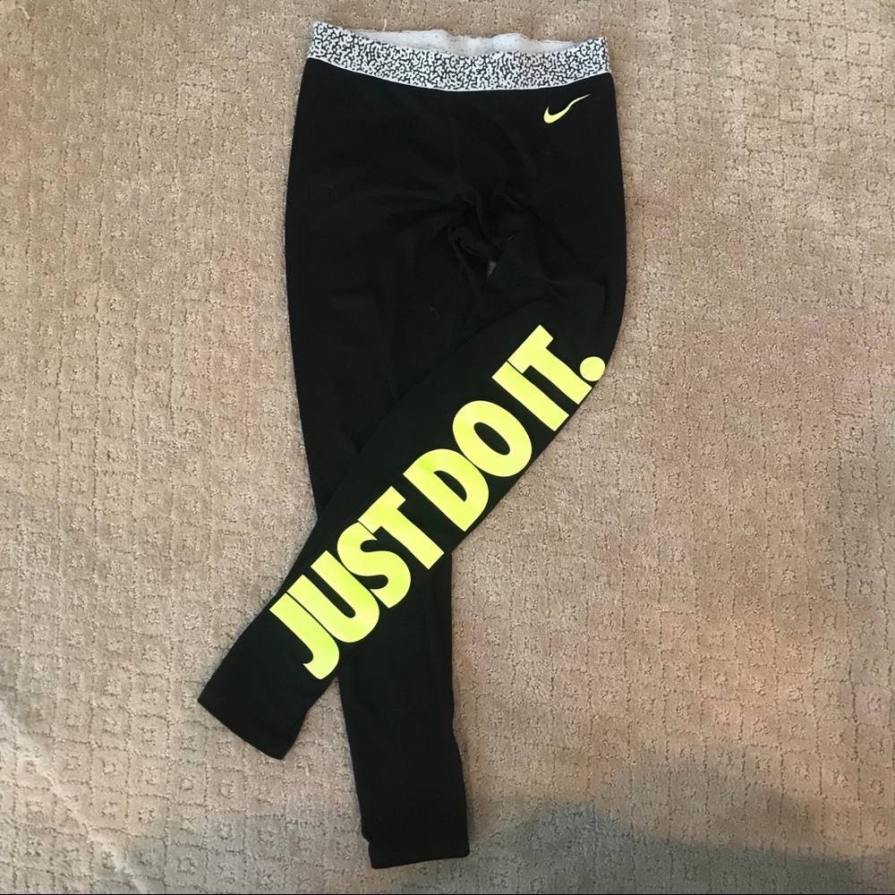Nike Just Do It Leggings Black/Highlighter Yellow